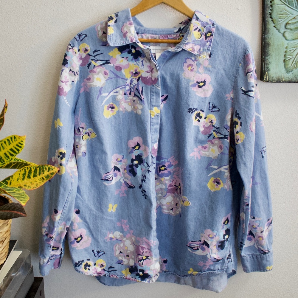 Christopher and Banks Floral Button Down Shirt